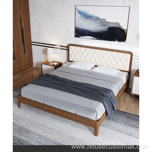 Wooden Frame Stable Structure Ash Wood Bed